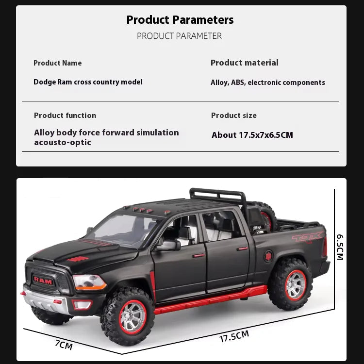 Camioneta Dodge RAM 1:32 – Camioneta de Aleación con Luces y Sonido