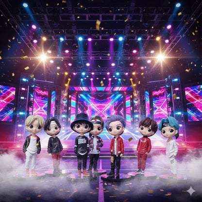 Set de 6 figuras coleccionables: BTS – ¡Lleva a los Bangtan Boys contigo!