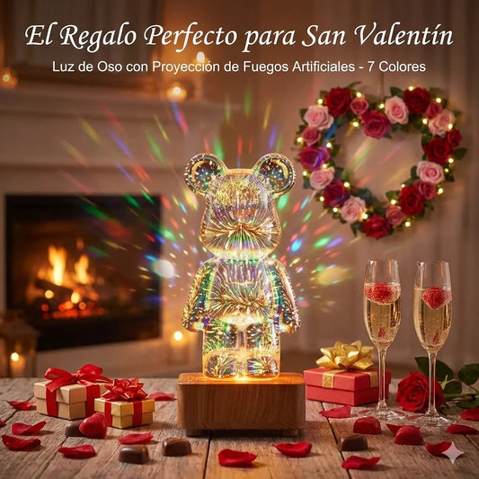 Lámpara de Cristal en Forma de Oso, simulación Fuegos Artificiales