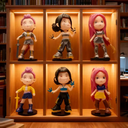 Set de Figuras Estilo K-Pop – Las Guerreras del Ritmo (6 unidades con base)
