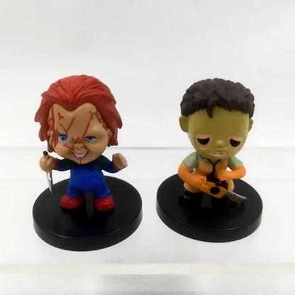 Set de 10 Figuras – Clásicos del Cine de Terror | Jason, Freddy, Chucky, V de Vendetta y más | 5.5 cm