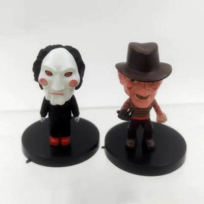 Set de 10 Figuras – Clásicos del Cine de Terror | Jason, Freddy, Chucky, V de Vendetta y más | 5.5 cm