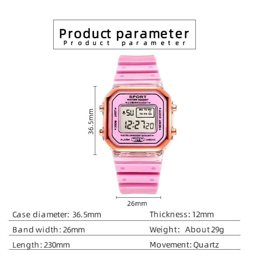 Reloj Digital Clásico Modernizado para Mujer - Color Rosado