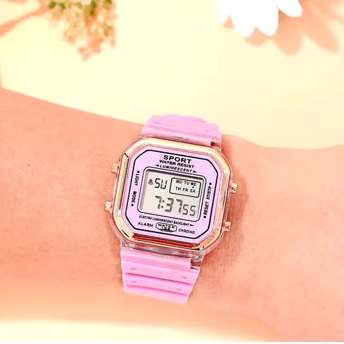 Reloj Digital Clásico Modernizado para Mujer - Color Rosado