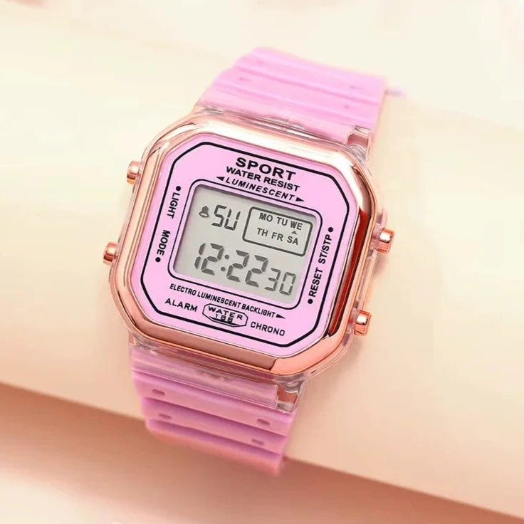 Reloj Digital Clásico Modernizado para Mujer - Color Rosado