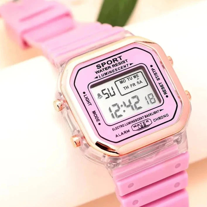 Reloj Digital Clásico Modernizado para Mujer - Color Rosado