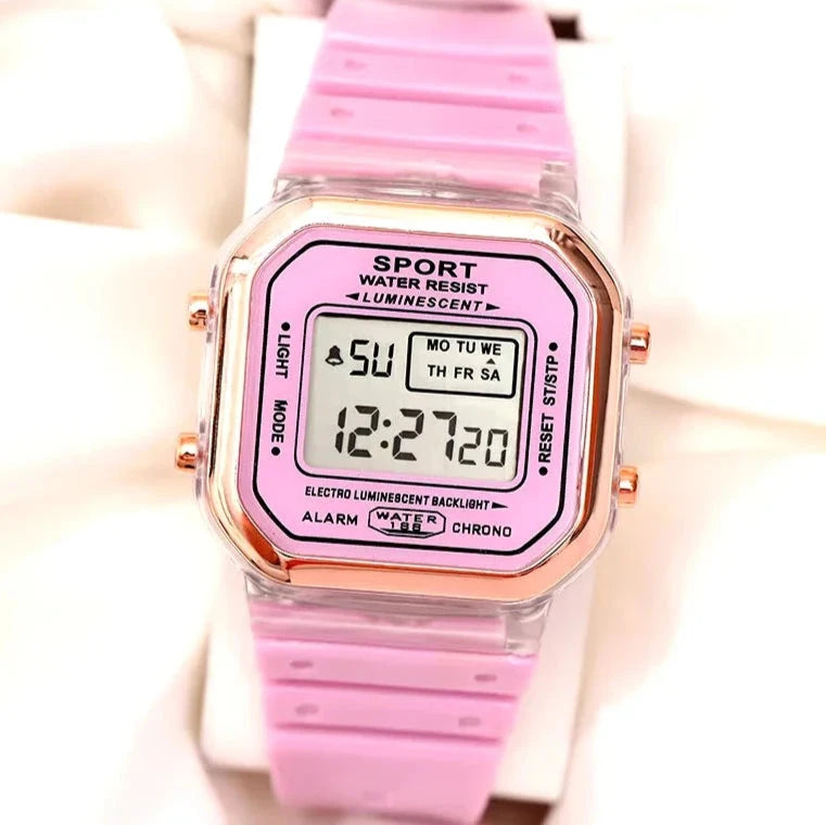 Reloj Digital Clásico Modernizado para Mujer - Color Rosado