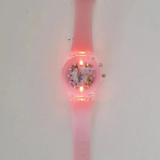 Reloj Luminoso Infantil con Diseño de Unicornio (solo color Rosa)