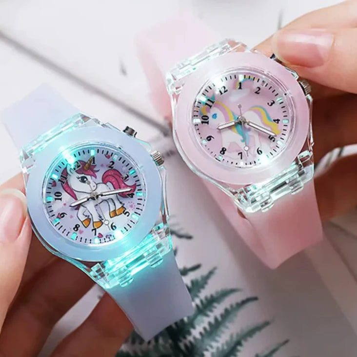 Reloj Luminoso Infantil con Diseño de Unicornio (solo color Rosa)